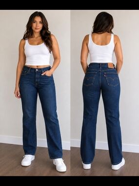 Levi's High-Rise Straight Jeans in Dark Blue - Women's